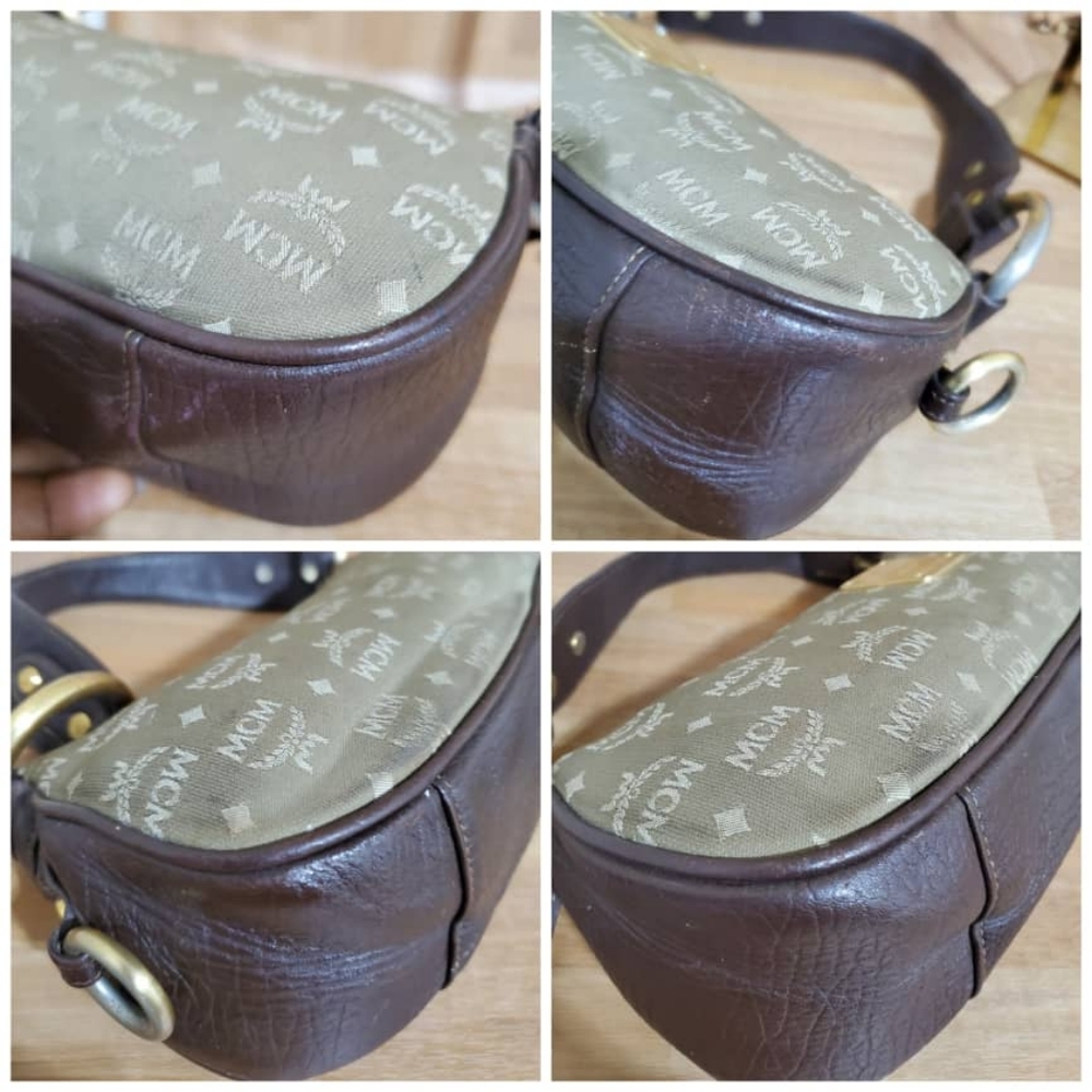 Authentic MCM Visetos Jacquard Baguette Green Shoulder Bag - Picture 8 of 9